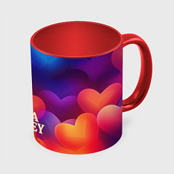 Кружка цветная Lana Del Rey на фоне сердечек