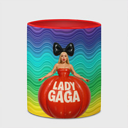 Кружка 3D Леди Гага в круглом надувном платье, цвет: 3D-белый + красный — фото 2