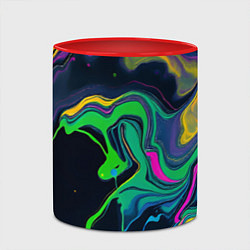 Кружка 3D Разводы и переливы разноцветной краски, цвет: 3D-белый + красный — фото 2