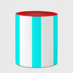 Кружка 3D Color light blue white lines, цвет: 3D-белый + красный — фото 2