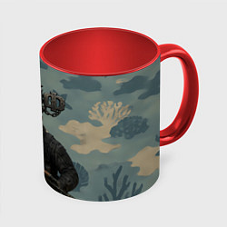 Кружка цветная ВМФ пехотинец волк