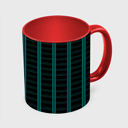 Кружка 3D Color blue dark stripe, цвет: 3D-белый + красный