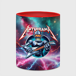 Кружка 3D Гитарист Бендер рок группы Футурама, цвет: 3D-белый + красный — фото 2