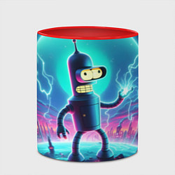 Кружка 3D Робот-сгибальщик Бендер пропускает через себя молн, цвет: 3D-белый + красный — фото 2