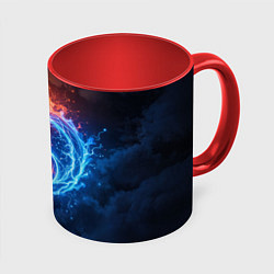 Кружка 3D Инь ян огонь и лёд, цвет: 3D-белый + красный