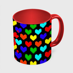 Кружка 3D Doom love pixel pattern, цвет: 3D-белый + красный
