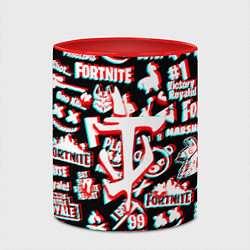 Кружка 3D Doom x fortnite glitch, цвет: 3D-белый + красный — фото 2