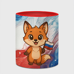 Кружка 3D Лисенок с флагом России, цвет: 3D-белый + красный — фото 2