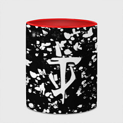 Кружка 3D Дум белые брызги красок, цвет: 3D-белый + красный — фото 2