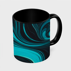 Кружка 3D Мраморный малахитовый узор из изумрудных разводов, цвет: 3D-белый + черный
