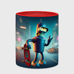 Кружка 3D Сынишка Бендера крутой скейтбордист, цвет: 3D-белый + красный — фото 2