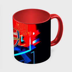 Кружка 3D Arsenal неоновая геометрия, цвет: 3D-белый + красный