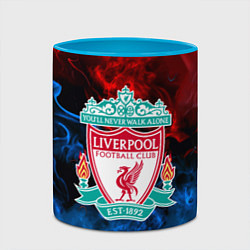 Кружка 3D Liverpool огненный дым текстура, цвет: 3D-белый + небесно-голубой — фото 2