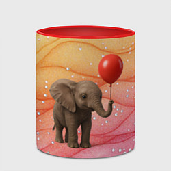 Кружка 3D Слоненок с красным воздушным шариком, цвет: 3D-белый + красный — фото 2
