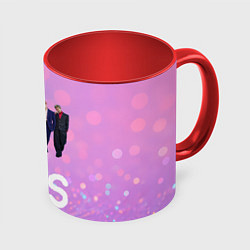 Кружка цветная BTS фон нежный боке