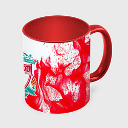 Кружка 3D Liverpool розовый огонь, цвет: 3D-белый + красный