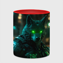 Кружка 3D Киберпанк волк, цвет: 3D-белый + красный — фото 2