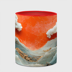 Кружка 3D Японский пейзаж абстракция, цвет: 3D-белый + красный — фото 2