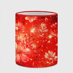 Кружка 3D Цветочный красный с искрами, цвет: 3D-красный кант — фото 2