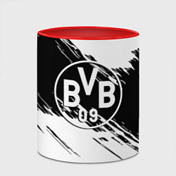 Кружка 3D Borussia черно белые полосы, цвет: 3D-белый + красный — фото 2