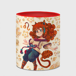 Кружка 3D Гороскоп в русском стиле: Лев, цвет: 3D-белый + красный — фото 2