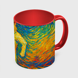 Кружка цветная Борзый кот в стиле Ван Гога