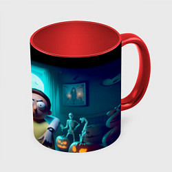 Кружка цветная Rick with Morty - halloween night