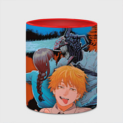 Кружка 3D Дэндзи и Макима из Человек бензопила, цвет: 3D-белый + красный — фото 2