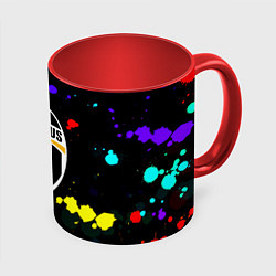 Кружка цветная Ювентус брызги красок неон