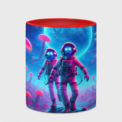 Кружка 3D Астронавты Морти и Рик на планете розовых неоновых, цвет: 3D-белый + красный — фото 2