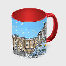 Кружка 3D Новогодний день в Москве, цвет: 3D-белый + красный