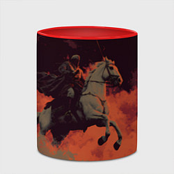 Кружка 3D Всадник на лошади, цвет: 3D-белый + красный — фото 2