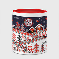 Кружка 3D Новогодняя мезенская роспись, цвет: 3D-белый + красный — фото 2