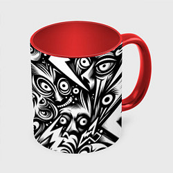 Кружка цветная Lightnings and faces - ai art fantasy