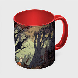 Кружка 3D Призрачный лес, цвет: 3D-белый + красный