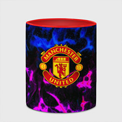 Кружка 3D Манчестер Юнайтед огонь неон, цвет: 3D-белый + красный — фото 2