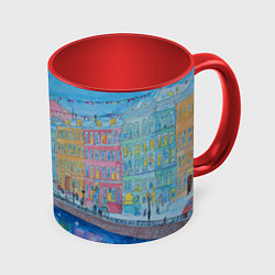 Кружка цветная Новогодний рисованный Санкт-Петербург