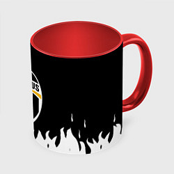 Кружка цветная Ювентус белый огонь текстура