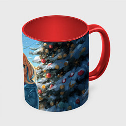 Кружка цветная Лошадка на новогодней площади