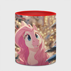 Кружка 3D Удивленная лошадка - Новый год, цвет: 3D-белый + красный — фото 2