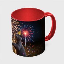 Кружка цветная Праздничные коты