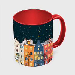 Кружка цветная Новогодняя ночь в городе