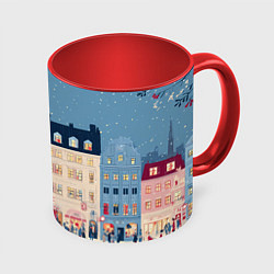 Кружка цветная Новогоднее гуляние у красной елки