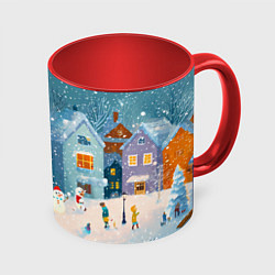 Кружка цветная Новогодние каникулы