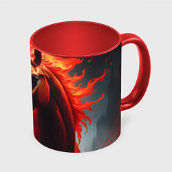 Кружка цветная Огненная лошадь на сером