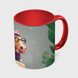 Кружка цветная Новогодняя лошадка хипстер