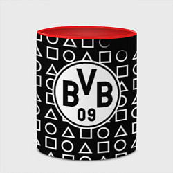 Кружка 3D Borussia геометрия черно белая, цвет: 3D-белый + красный — фото 2