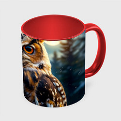 Кружка цветная Лунная сова в лесу