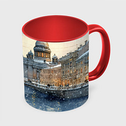 Кружка цветная Санкт-Петербург снежный день