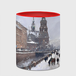 Кружка 3D Санкт-Петербург зима, цвет: 3D-белый + красный — фото 2
